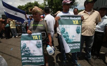 Protesta en Managua por el conflicto de las pensiones.