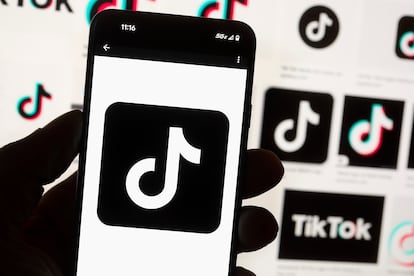 The TikTok logo is seen on a cell phone on Oct. 14, 2022, in Boston.