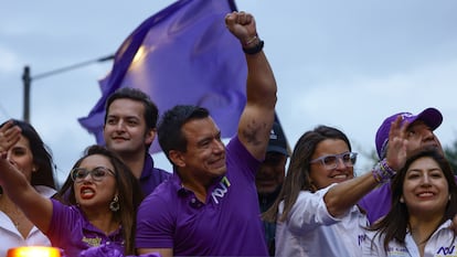 Daniel Noboa durante el mitin de cierre de campaña, en Quito, Ecuador, el 6 de febrero de 2025.
