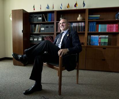 Luis de Guindos, esta semana en la sede del FMI en Washington.