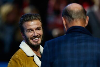 David Beckham (40 años) y sus arrugas, en el Master de tenis de Londres. 