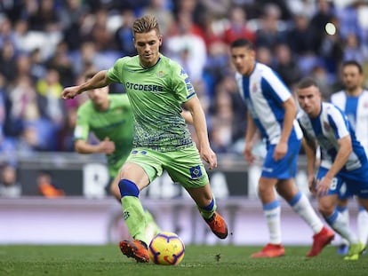 Lo Celso, en el duelo ante el Espanyol en Cornellà.