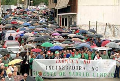 Manifestación vecinal en Morata de Tajuña contra la futura central térmica, el pasado 23 de septiembre.