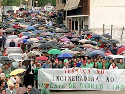 Manifestación vecinal en Morata de Tajuña contra la futura central térmica, el pasado 23 de septiembre.