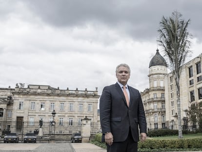 Iván Duque en la Plaza de Armas de la Casa de Gobierno en Bogotá, el 3 de febrero.