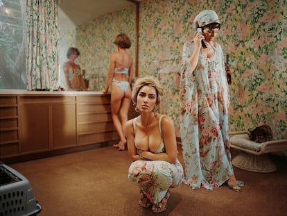 Kim Kardashian poses for Roberto Cavalli X Skims's campaign.