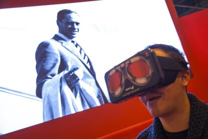 Gafas virtuales en el estand de la aerolínea Iberia.