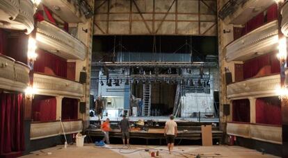 Trabajos de rehabiltación del teatro Alcázar.