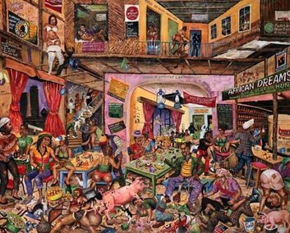 Joseph Bertiers (Kenia, 1963) &#39;Kenya&#39;s Craziest Bar&#39;, óleo sobre lienzo, 2006