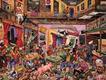 Joseph Bertiers (Kenia, 1963) &#39;Kenya&#39;s Craziest Bar&#39;, óleo sobre lienzo, 2006