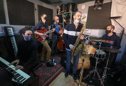 El quinteto The Machetazo, ensayando el concierto que ofrecerán en CentroCentro dentro del Festival Internacional de Jazz de Madrid.