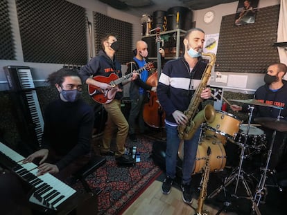 El quinteto The Machetazo, ensayando el concierto que ofrecerán en CentroCentro dentro del Festival Internacional de Jazz de Madrid.