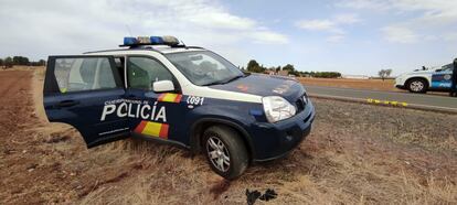 Vehículo de la policía tiroteado en Ciudad Real. 