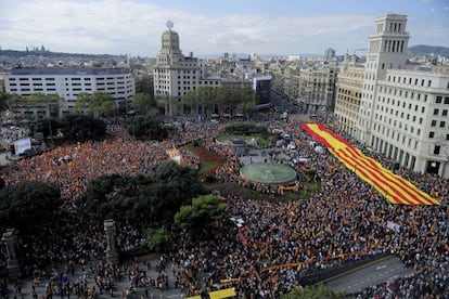 A demonstration in Barcelona in support of the unity of Spain.