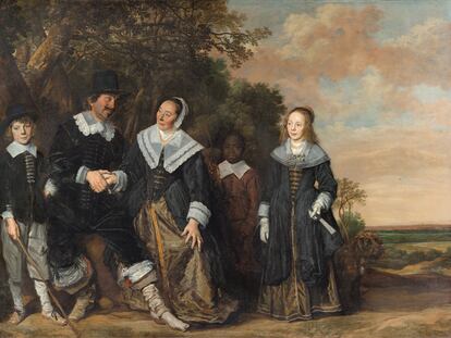 El cuadro 'Grupo familiar ante un paisaje' (1645-1648_179) pieza central de la exposición 'La memoria colonial en las colecciones Thyssen-Bornemisza'.