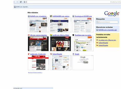 Cada vez que abras una nueva ventana o pestaña de Chrome, el navegador de Google te ofrecerá tus páginas más recientes, las últimas visitadas y las últimas buscadas.