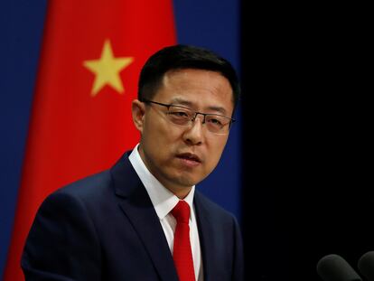El portavoz del ministerio de Asuntos Exteriores chino, Zhao Lijian, asiste a una rueda de prensa en Pekín, China, en una fotografía de archivo de septiembre de 2020.