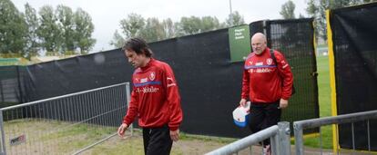 Rosicky, al concluir el entrenamiento.