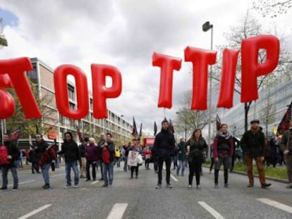 Manifestaci&oacute;n contra el Tratado de Libre Comercio la pasada semana en Hanover