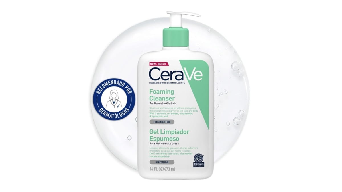 CeraVe foaming cleansing gel.
