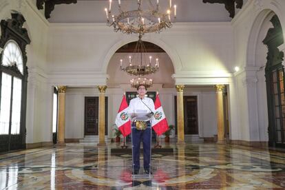 El presidente peruano Martín Vizcarra durante un mensaje a la Nación.