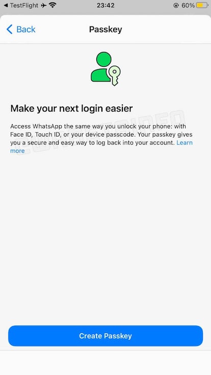 Passkeys WhatsApp iOS