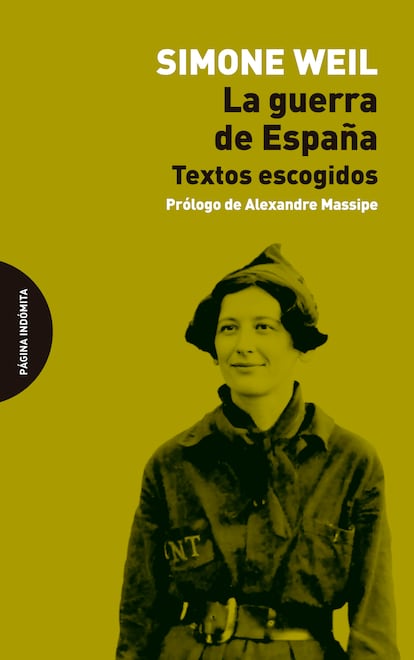 Portada de 'La guerra de España', de Simone Weil. EDITORIAL PÁGINA INDÓMITA