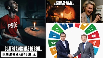 Imágenes falsas difundidas en redes sociales tras el apagón.
