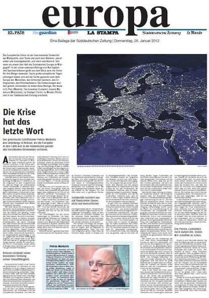 "La crisis tiene la última palabra". La portada del especial, por el diario alemán Süddeutsche Zeitung.