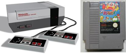 La Nintendo NES y un cartucho de juego.