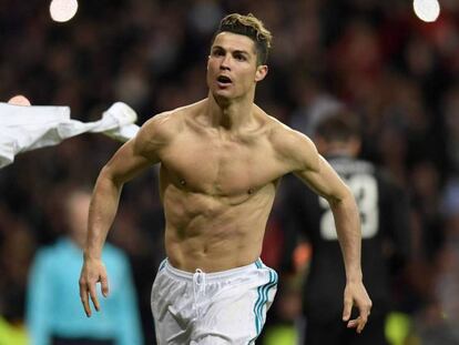 Cristiano Ronaldo celebra un gol de penalti ante la Juventus en la Champions.