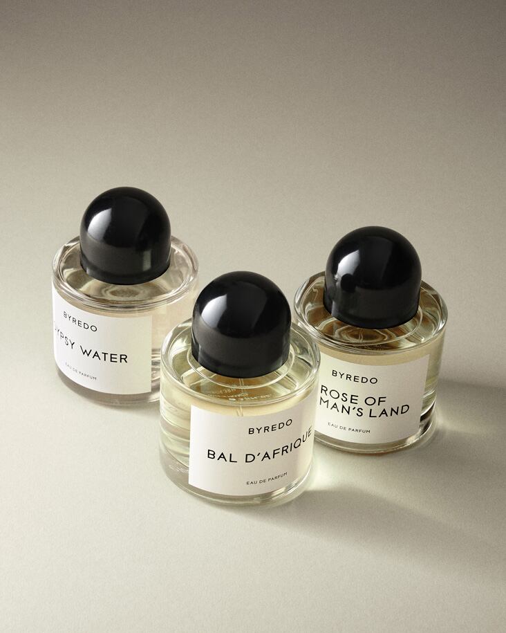 Gypsy Water, Bal d'Afrique y Rose of No Man's Land, de Byredo.