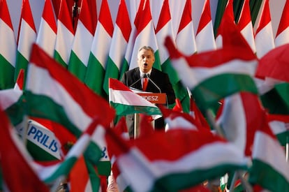 Viktor Orbán, primer ministro de Hungría, durante un mitin de su partido, Fidesz, en 2018. 
