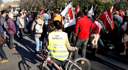 Huelguistas en el campus de Blasco Ib&aacute;&ntilde;ez en Valencia.