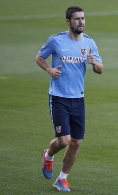 Gabi, en un entrenamiento previo a Champions.