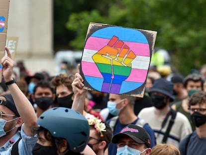 Manifestación de Black 'Trans' Lives Matters, en Londres, el 27 de junio de 2020.