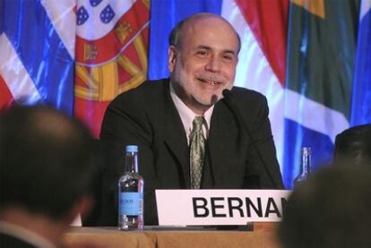 El presidente de la Reserva Federal, Ben Bernanke, durante una conferencia en Atlanta este lunes.