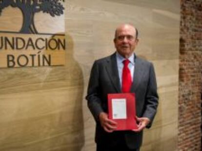 Emilio Bot&iacute;n, presidente del grupo Santander, durante la presentaci&oacute;n de la memoria anual de la Fundaci&oacute;n Bot&iacute;n.