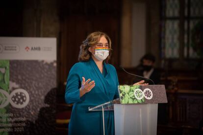 Ada Colau en la presentació de Barcelona com a Capital Mundial de l'Alimentació Sostenible.