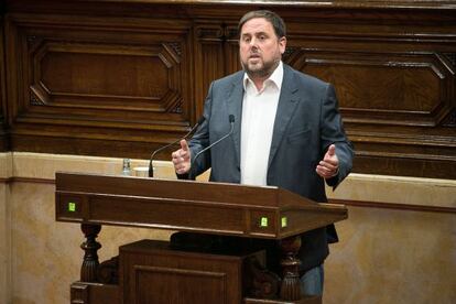 El president d'ERC, Oriol Junqueras, al Parlament.