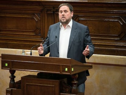 El president d'ERC, Oriol Junqueras, al Parlament.