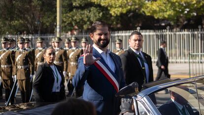 El presidente de Chile, Gabriel Boric, llega al Congreso Nacional para presentar su tercera cuenta pública en Valparaíso.