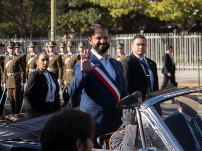 El presidente de Chile, Gabriel Boric, llega al Congreso Nacional para presentar su tercera cuenta pública en Valparaíso.