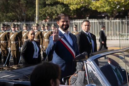 El presidente de Chile, Gabriel Boric, llega al Congreso Nacional para presentar su tercera cuenta pública en Valparaíso.