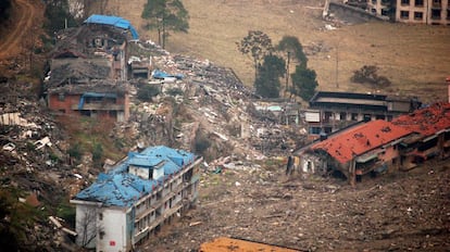 Devastaci&oacute;n en la provincia de Sichuan tras el terremoto de Wenchuan de 2008, que se cree que se debi&oacute; a la actividad industrial en una presa cercana.