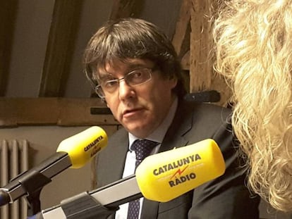 Puigdemont during the interview on Tuesday.