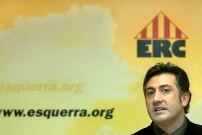 El secretario general de Esquerra Republicana de Catalunya, Joan Puigcercós, durante una rueda de prensa.