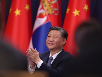 El presidente chino, Xi Jinping, durante una reunión con el presidente serbio este miércoles en Belgrado.