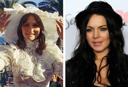 Las actrices Linda Lovelace (a la izquierda) y Lindsay Lohan.