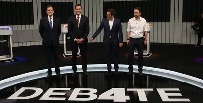 Rajoy, Sánchez, Rivera and Iglesias on Monday night.